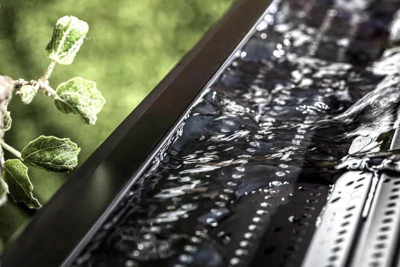 Gutter guard surface shedding rainwater