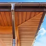 Natural wood soffit seen from below